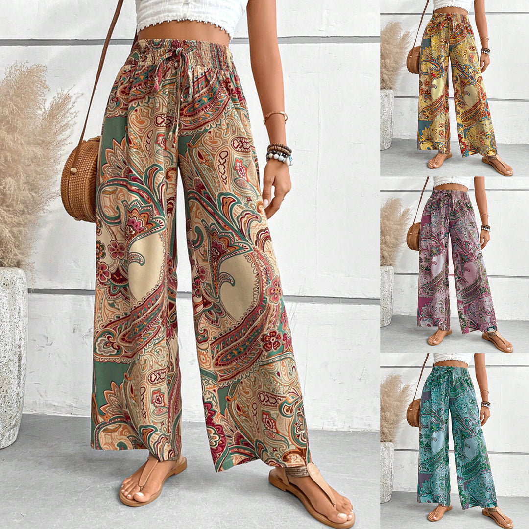 Damen Weite Palazzo-Hose mit paisley Muster EB