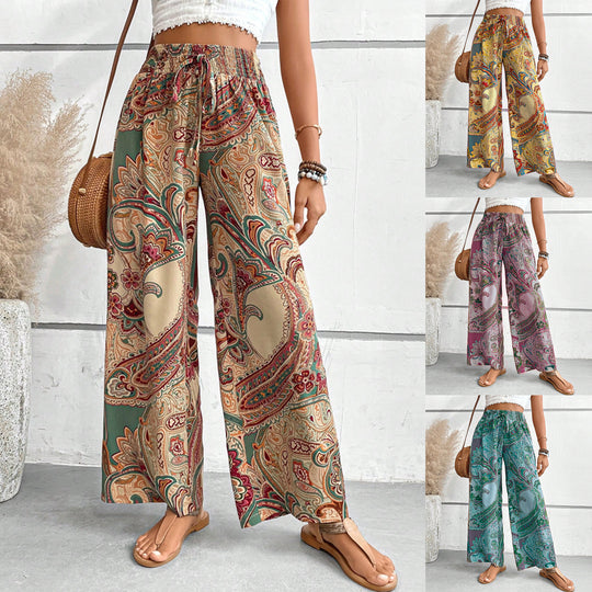 Damen Weite Palazzo-Hose mit paisley Muster EB