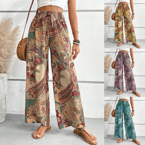 Damen Weite Palazzo-Hose mit paisley Muster EB
