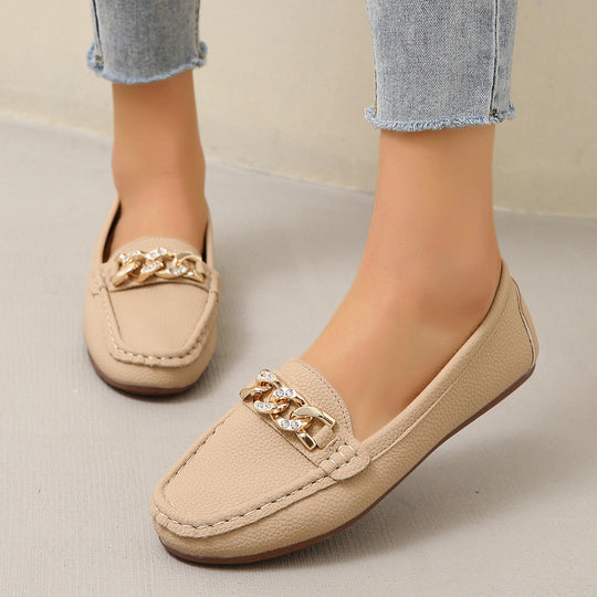 Damen Mokassins mit eleganter Kettenapplikation und komfortabler Laufsohle EB