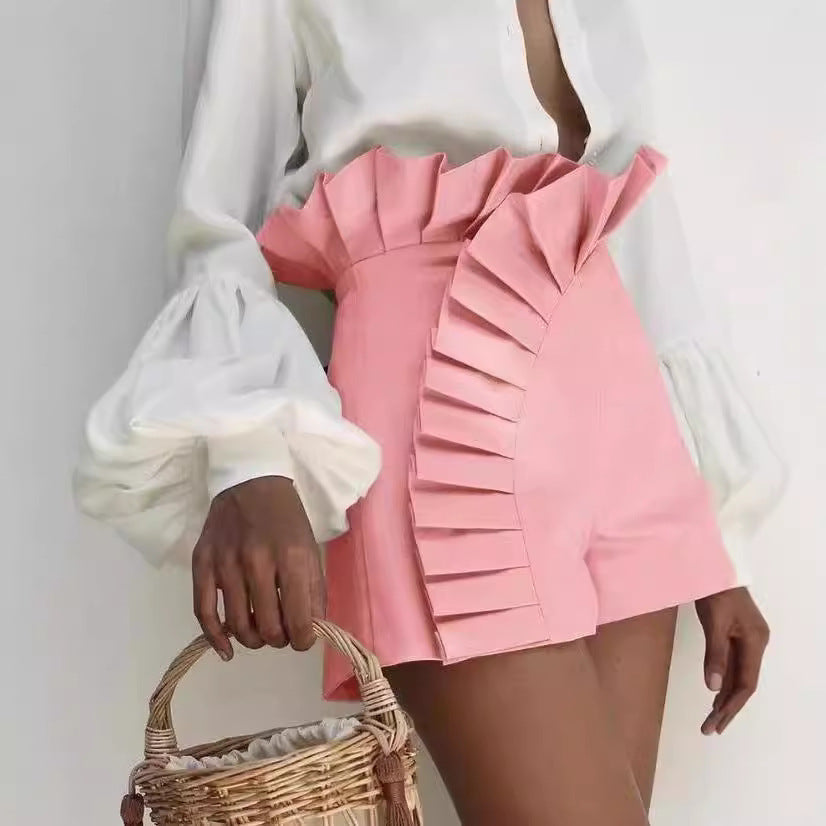 Damen Rüschenshorts mit asymmetrischem Schnitt EB
