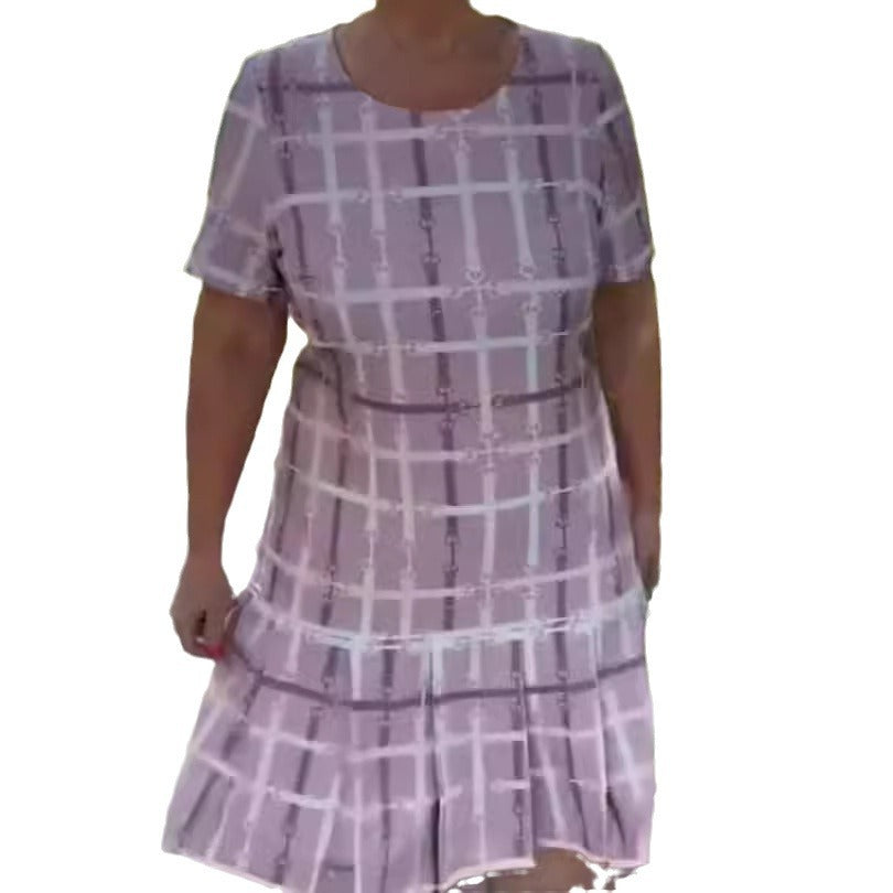 Damen Freizeitkleid mit verspieltem Karomuster und Rüschendetails EB