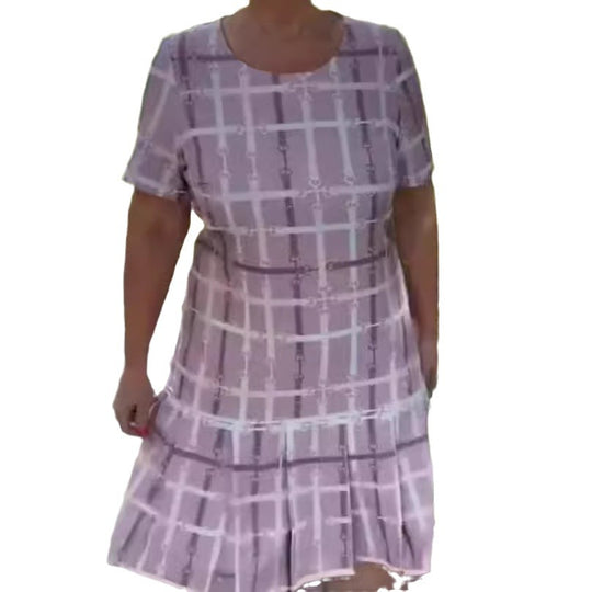 Damen Freizeitkleid mit verspieltem Karomuster und Rüschendetails EB