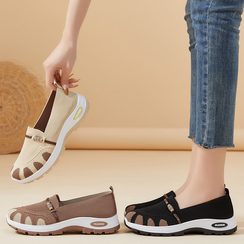 Damen Flexibilität Slip-On Freizeitschuhe mit atmungsaktivem Obermaterial EB
