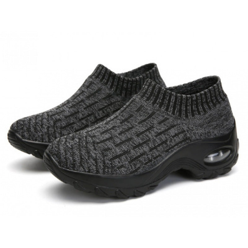 Damen Slip-On Sneakers mit atmungsaktiver Strick-Oberfläche und stoßdämpfendem Fußbett EB