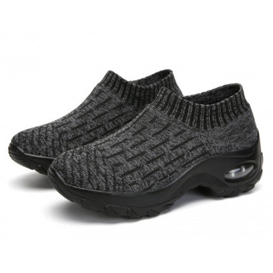 Damen Slip-On Sneakers mit atmungsaktiver Strick-Oberfläche und stoßdämpfendem Fußbett EB