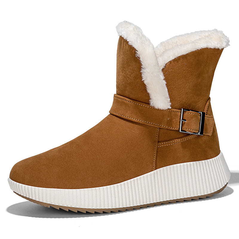 Damen gefütterte Winterstiefel mit modischer Schnallenapplikation und rutschfester Sohle EB
