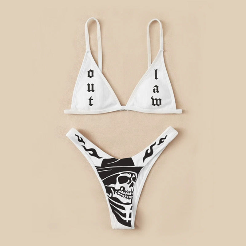 Damen Bandeau Bikini-Set mit auffälligem Grafikdruck EB
