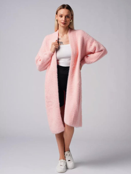 Damen Kuscheliger Strickmantel mit seitlichen Schlitzen und weitem Schnitt EB