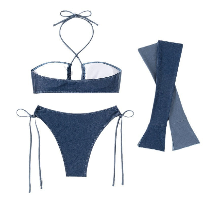 Damen Bandeau-Bikini mit verlängerten Ärmel EB