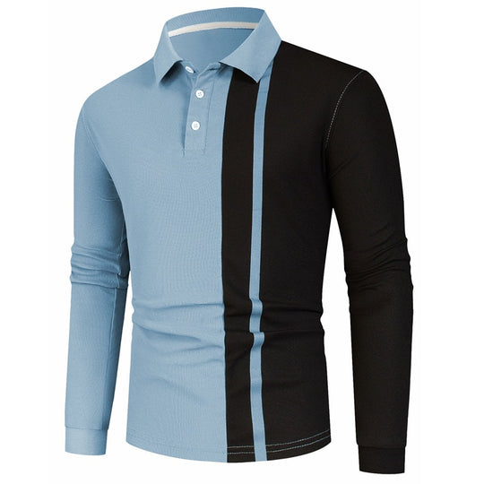 Herren Langarm-Polohemd mit modernem Farbblockdesign EB