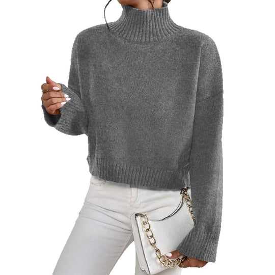 Damen modischer Kragenpullover aus weicher Wolle EB