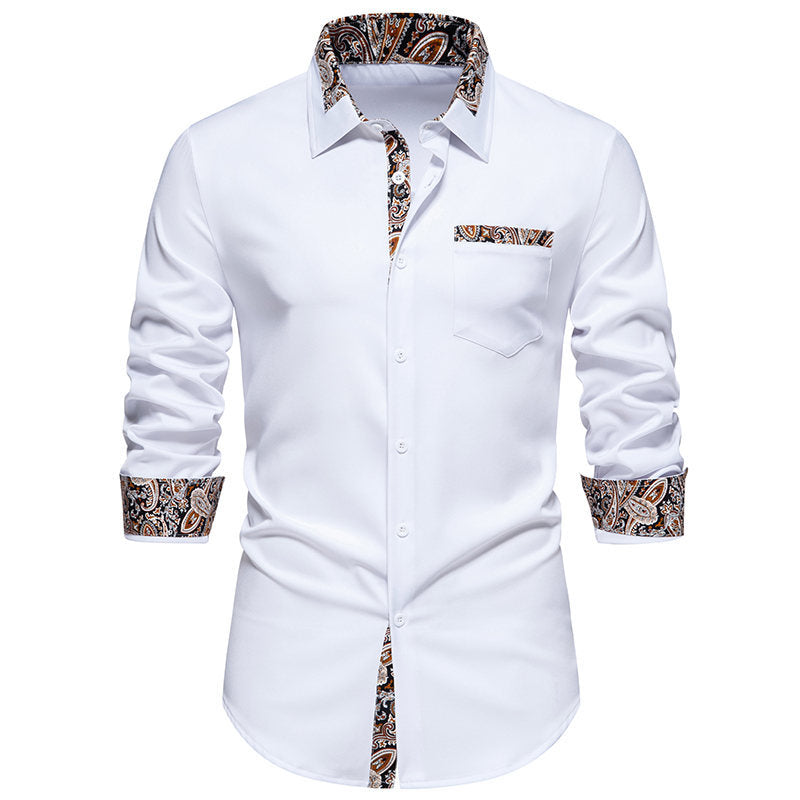 Herren klassisches Langarmhemd mit modernem Paisley-Muster EB
