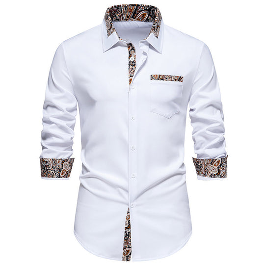 Herren klassisches Langarmhemd mit modernem Paisley-Muster EB