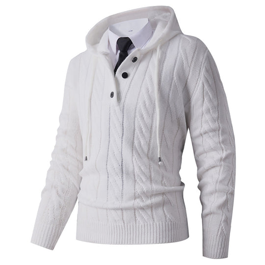 Herren Strickjacke mit Kapuze und modernem Zopfmuster EB