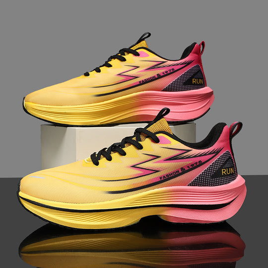 Unisex gedämpfte Straßenlauf-Sneaker mit doppelschichtiger Komfort-Zwischensohle und reflektierenden Designstreifen EB