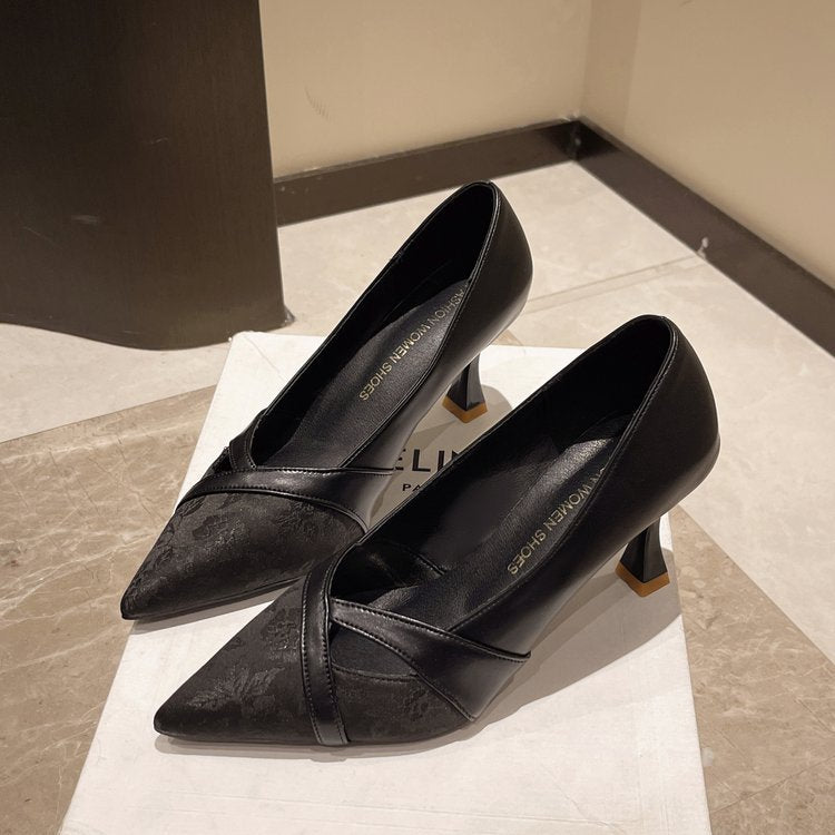 Damen elegante Pumps mit strukturiertem Obermaterial und Blockabsatz EB