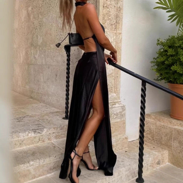 Damen Elegantes Maxikleid mit schulterfreiem Design und tiefer Rückenöffnung EB