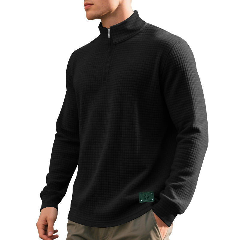 Herren Pullover mit Reißverschluss und strukturiertem Design EB