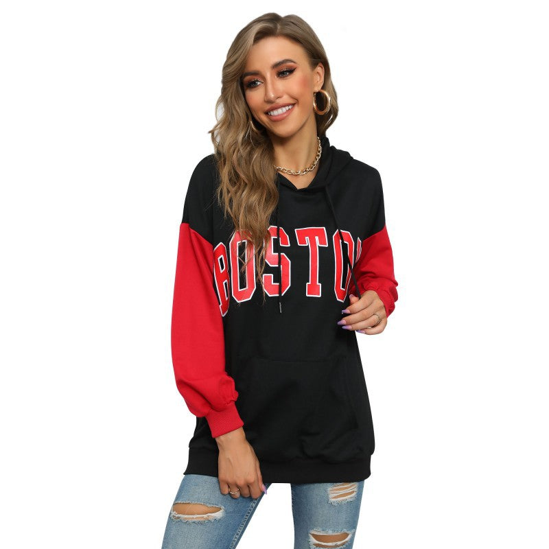 Damen Hoodie-Kleid mit farblich abgesetzten Ärmeln und lässigem Schnitt EB