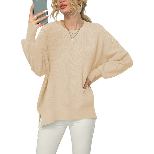 Damen lockerer Strickpullover mit weitem Schnitt EB