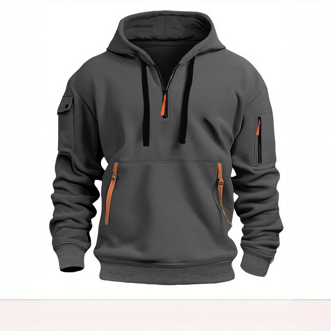 Herren funktionaler Kapuzenpullover mit modischen Reißverschlusstaschen EB