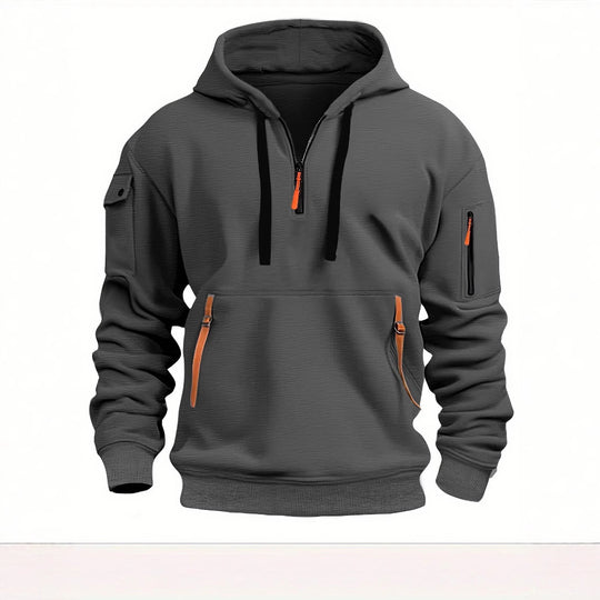 Herren funktionaler Kapuzenpullover mit modischen Reißverschlusstaschen EB