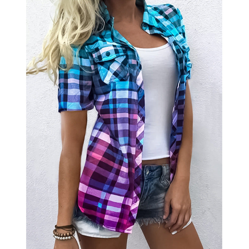 Damen Karohemd mit lässigem Schnitt und aufgesetzten Taschen Heidi-Mode