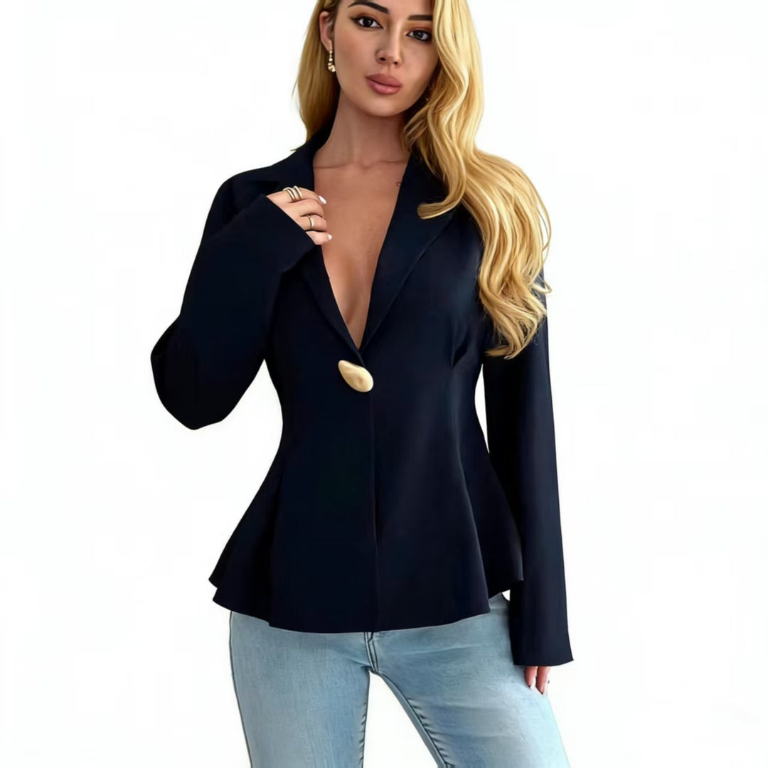 Damen Peplum-Blazer mit ausgefallenen Knopfdetails EB