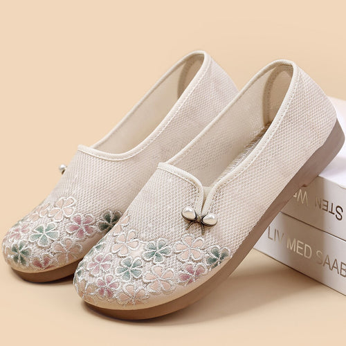 Damen Bequeme und modische Ballerinas mit feinem Blumenmuster EB