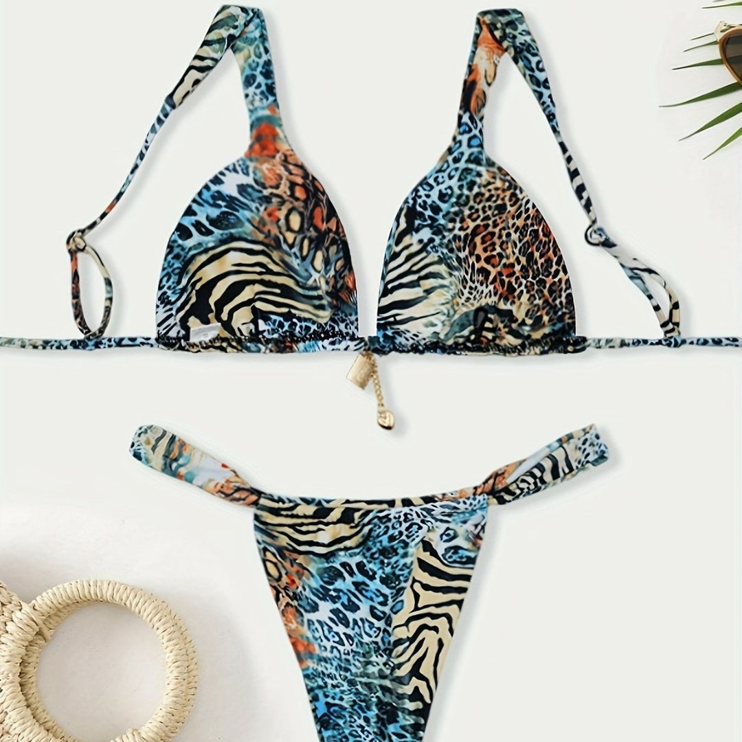 Damen Halter-Bikini mit Animal-Print EB
