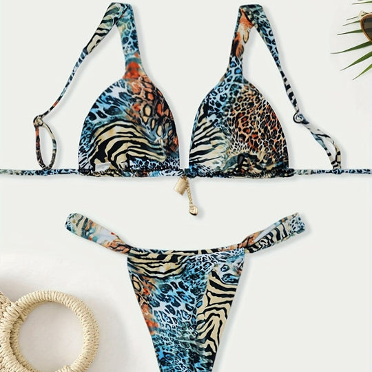 Damen Halter-Bikini mit Animal-Print EB