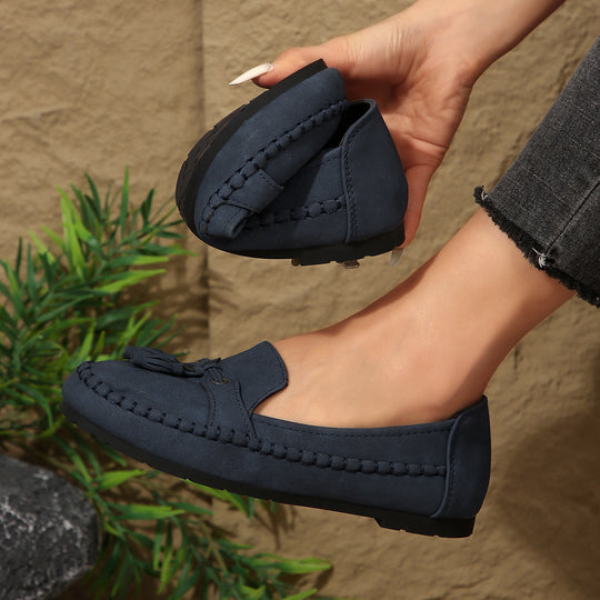 Damen Mokassins mit trendigem Fransen-Design und bequemer Sohle EB