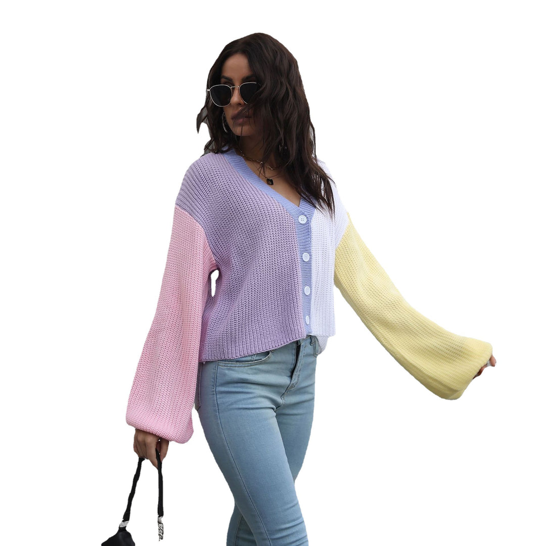 Damen Großer Strickpullover mit Farbblock-Design EB