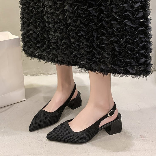 Damen Slingback-Pumps mit strukturiertem Obermaterial und elegantem Blockabsatz EB