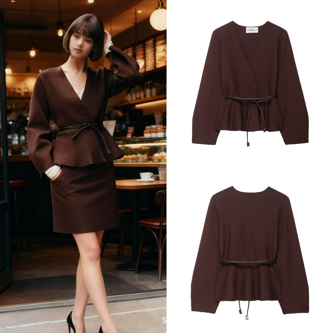 Damen Wickeljacke mit modernem Schnitt und Gürtel EB