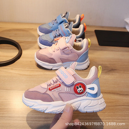 Damen Sportliche Kindersneaker mit verstellbarem Klettverschluss und niedlichem Tiermotiv EB