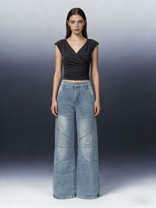 Damen Weit geschnittene Jeans mit einzigartigen Nahtdetails EB