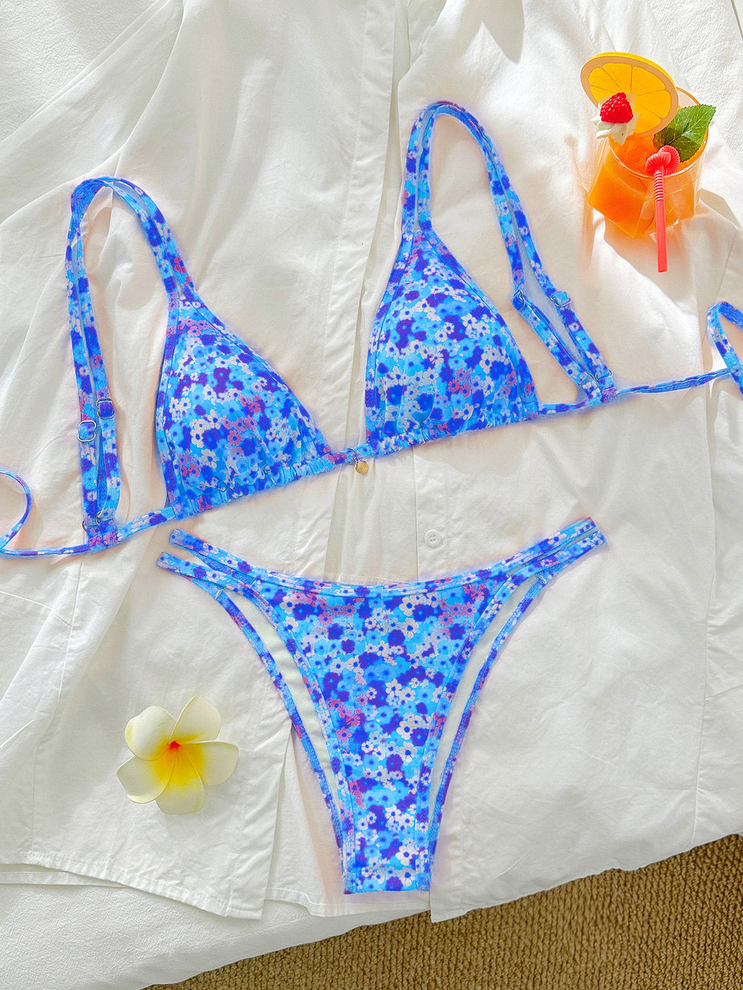 Damen Triangel-Bikini mit floralen Mustern EB