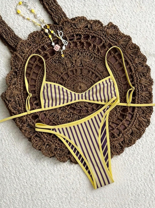 Damen Zweiteiliger Bikini mit elegantem Streifenmuster EB