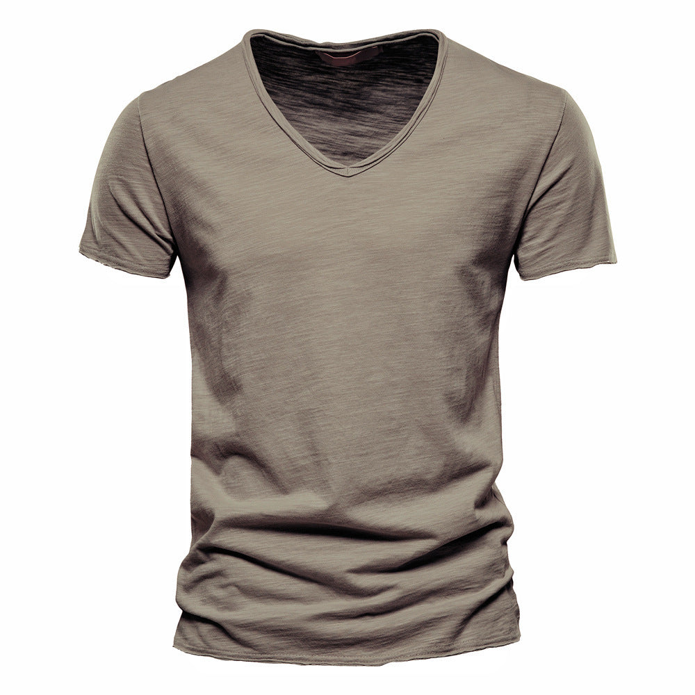 Herren nan leichtes Baumwolljersey Kurzarmshirt mit V-Ausschnitt und schmaler Passform EB