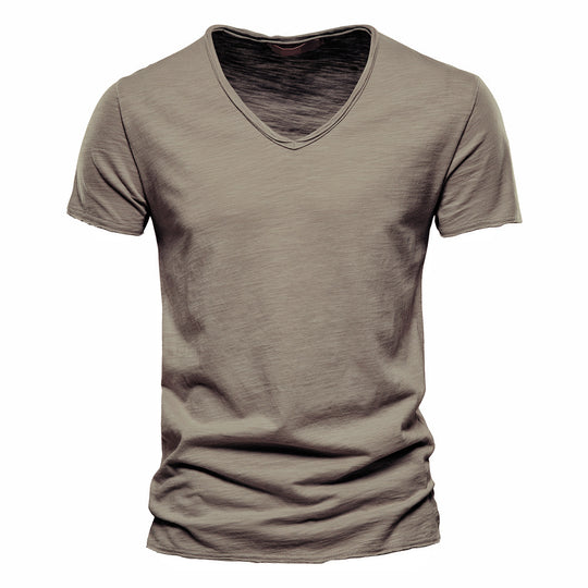 Herren nan leichtes Baumwolljersey Kurzarmshirt mit V-Ausschnitt und schmaler Passform EB