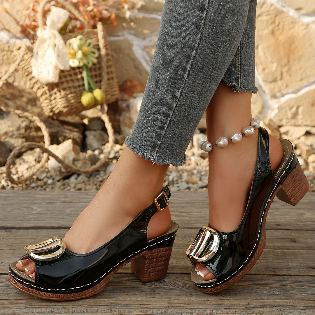 Damen Slingback-Pantoletten mit elegantem Metall-Akzent EB