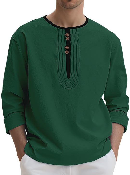 Herren Langarmshirt mit stylischem Knopfdesign EB