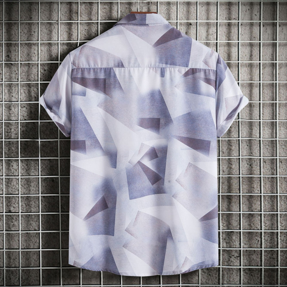 Damen Kurzarmhemd mit kreativem geometrischen Design und lockerer Passform EB