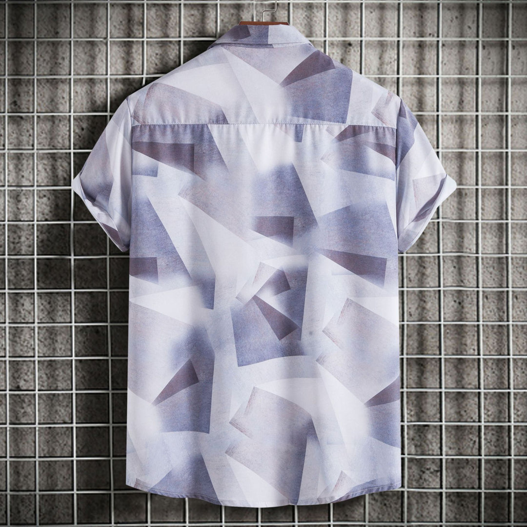 Damen Kurzarmhemd mit kreativem geometrischen Design und lockerer Passform EB