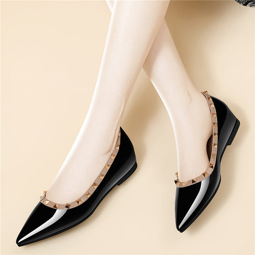 Damen elegante spitze Ballerinas mit Nieten EB