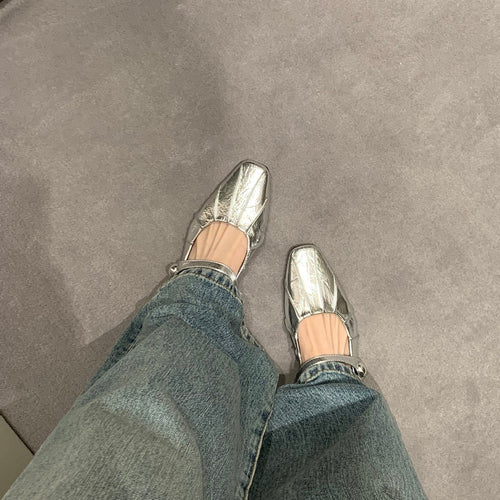 Damen Elegante Ballerinas mit modischem Riemchen und schicker Schnalle EB