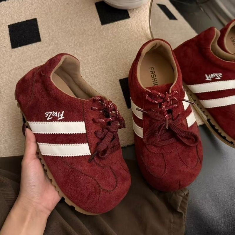Damen modische Riemchen Sneaker aus Wildleder EB
