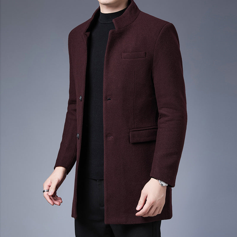 Herren moderner Wollmantel mit Stehkragen EB